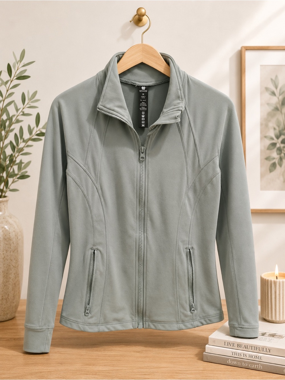 Women’s Light Sage Zip-Up Jacket